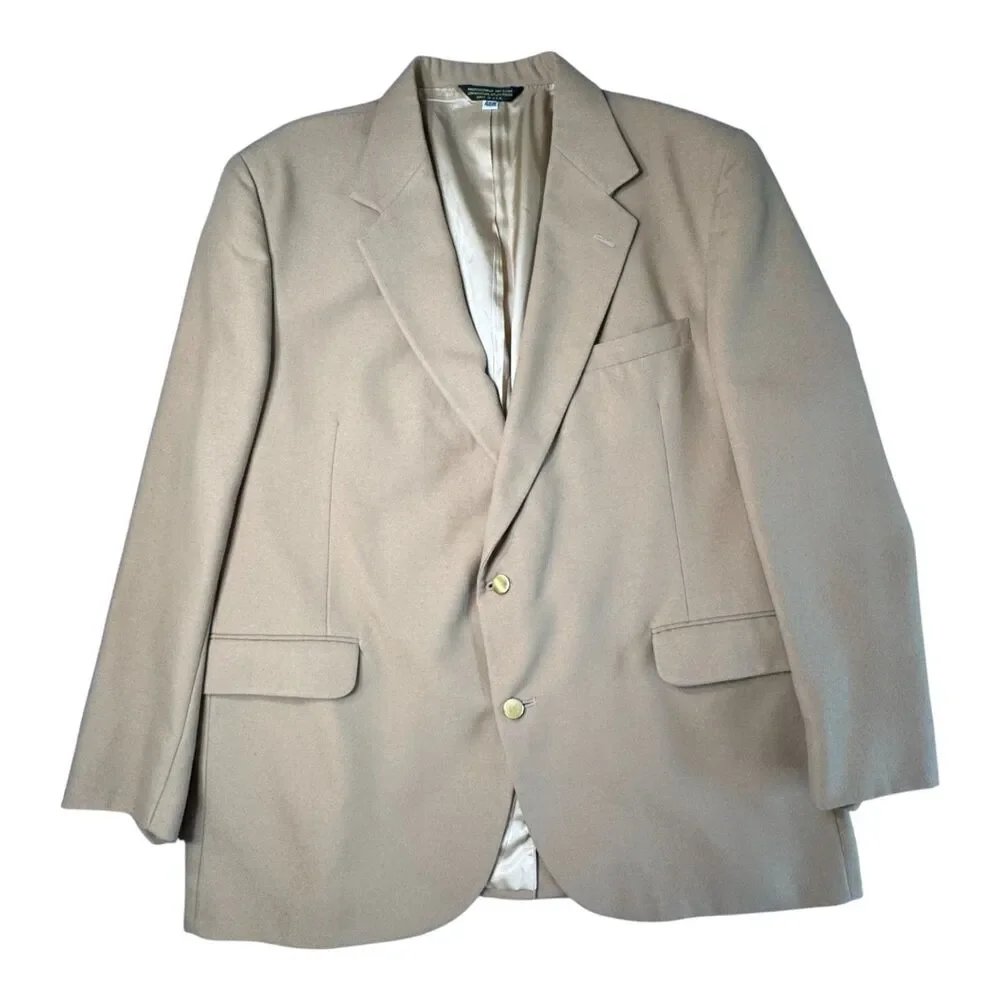 VTG LL Bean Sport‎ Coat Jacket Blazer Mens 48R Tan Brown Two Button Academia USA - Picture 11 of 11
